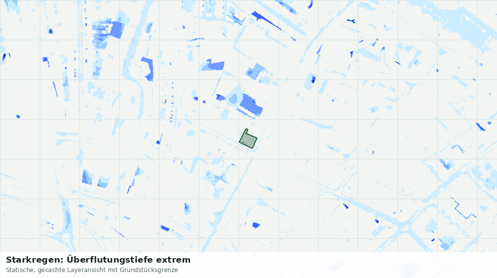 Statische Kartenansicht: Starkregen: Überflutungstiefe extrem