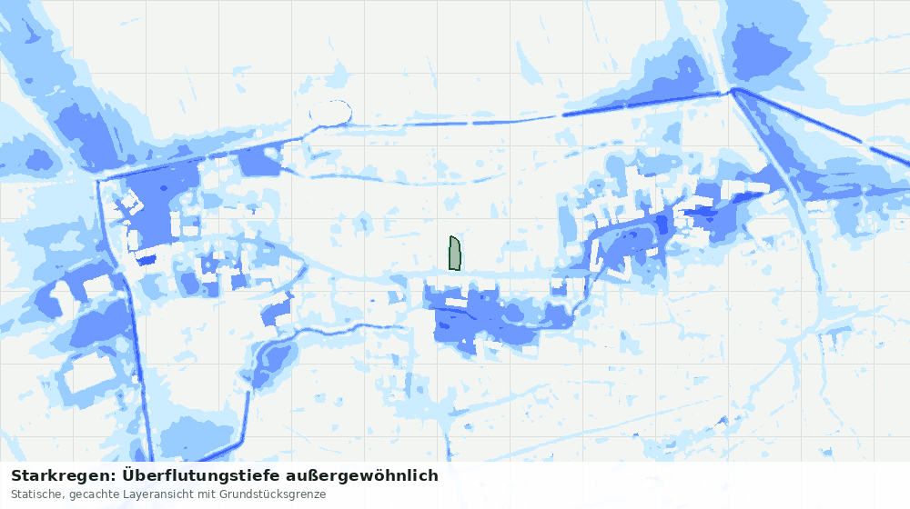 Statische Kartenansicht: Starkregen: Überflutungstiefe außergewöhnlich