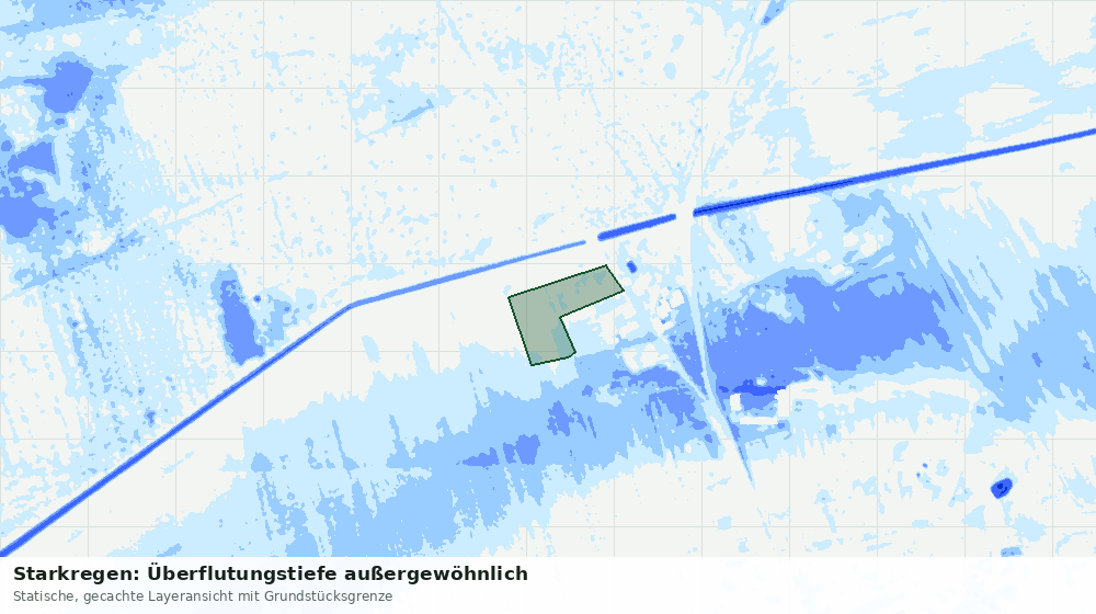Statische Kartenansicht: Starkregen: Überflutungstiefe außergewöhnlich