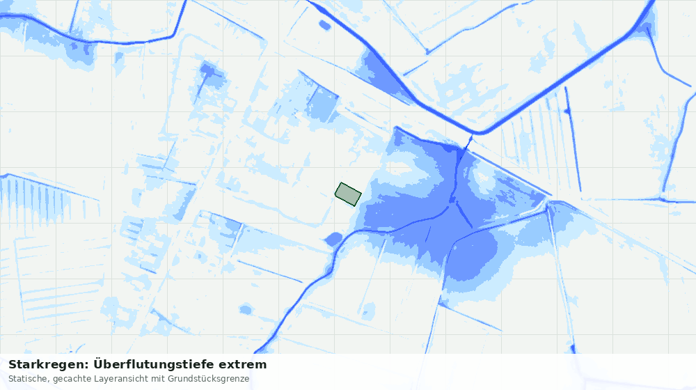 Statische Kartenansicht: Starkregen: Überflutungstiefe extrem