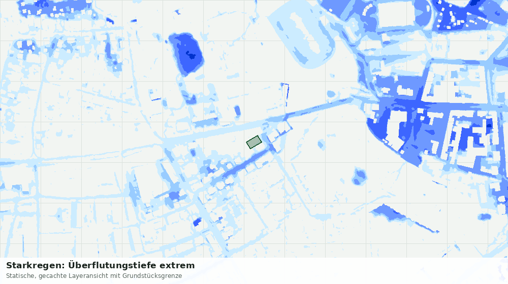 Statische Kartenansicht: Starkregen: Überflutungstiefe extrem