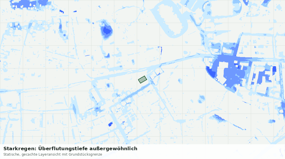Statische Kartenansicht: Starkregen: Überflutungstiefe außergewöhnlich