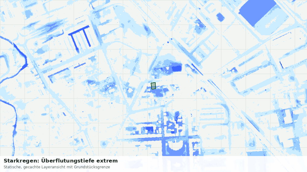 Statische Kartenansicht: Starkregen: Überflutungstiefe extrem
