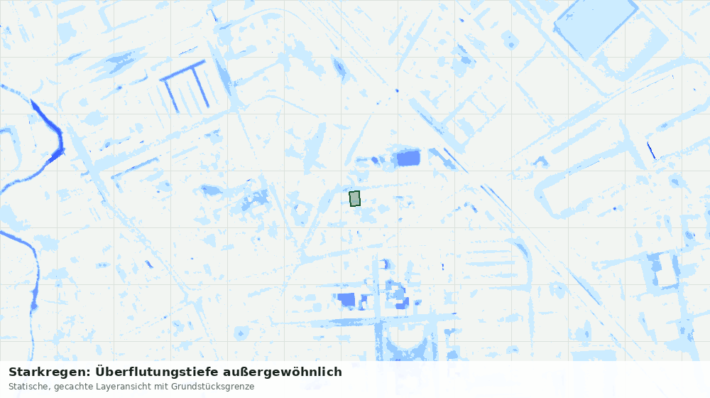 Statische Kartenansicht: Starkregen: Überflutungstiefe außergewöhnlich