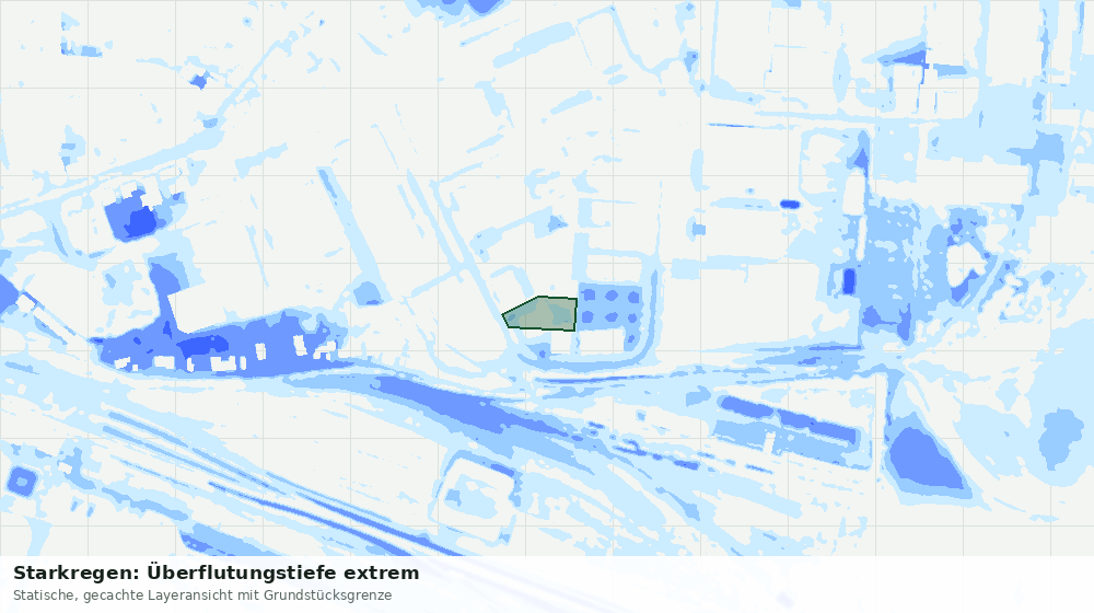 Statische Kartenansicht: Starkregen: Überflutungstiefe extrem