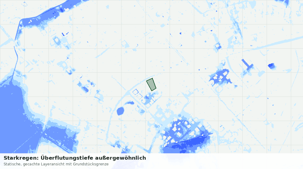 Statische Kartenansicht: Starkregen: Überflutungstiefe außergewöhnlich