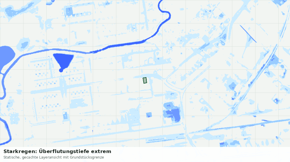 Statische Kartenansicht: Starkregen: Überflutungstiefe extrem