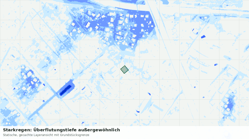 Statische Kartenansicht: Starkregen: Überflutungstiefe außergewöhnlich