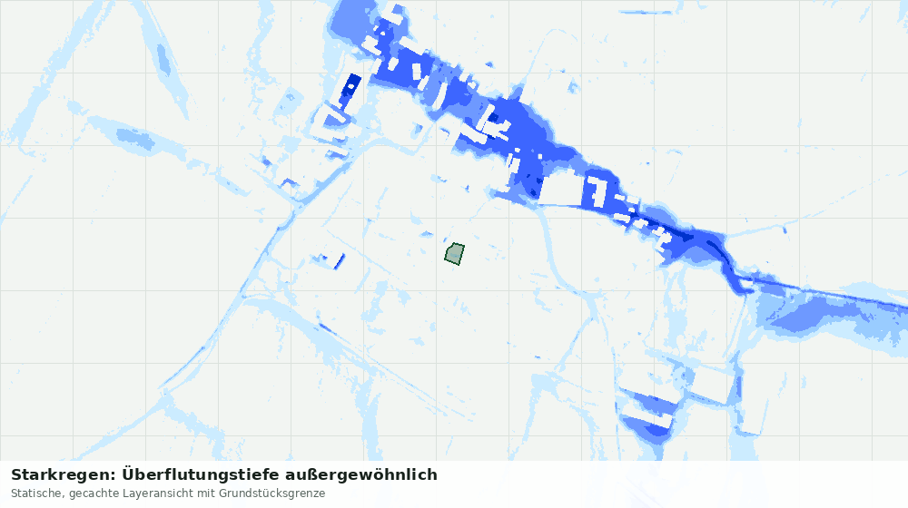 Statische Kartenansicht: Starkregen: Überflutungstiefe außergewöhnlich