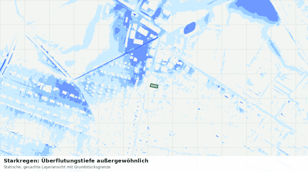Statische Kartenansicht: Starkregen: Überflutungstiefe außergewöhnlich
