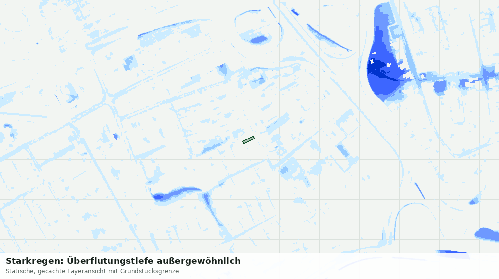 Statische Kartenansicht: Starkregen: Überflutungstiefe außergewöhnlich