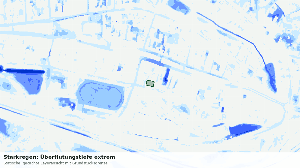 Statische Kartenansicht: Starkregen: Überflutungstiefe extrem