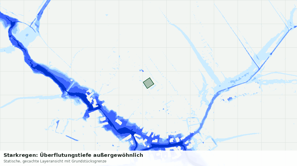 Statische Kartenansicht: Starkregen: Überflutungstiefe außergewöhnlich