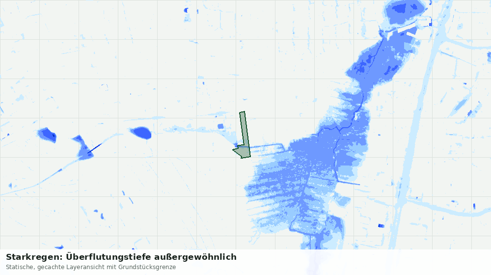 Statische Kartenansicht: Starkregen: Überflutungstiefe außergewöhnlich