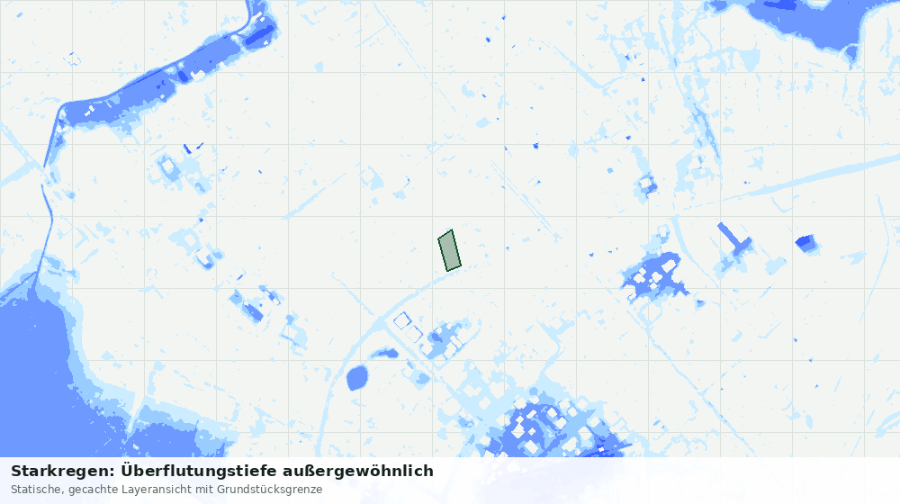 Statische Kartenansicht: Starkregen: Überflutungstiefe außergewöhnlich