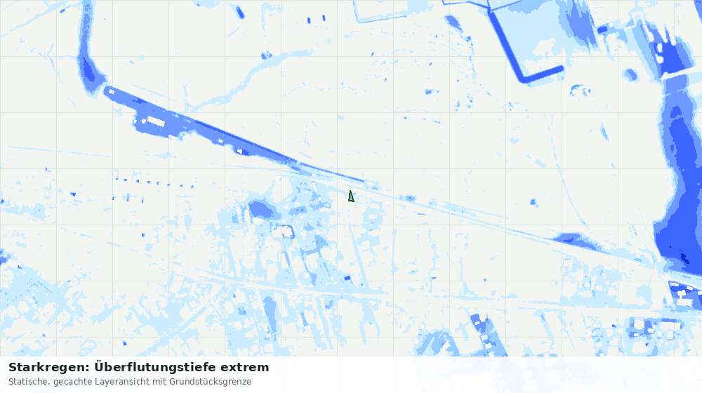 Statische Kartenansicht: Starkregen: Überflutungstiefe extrem