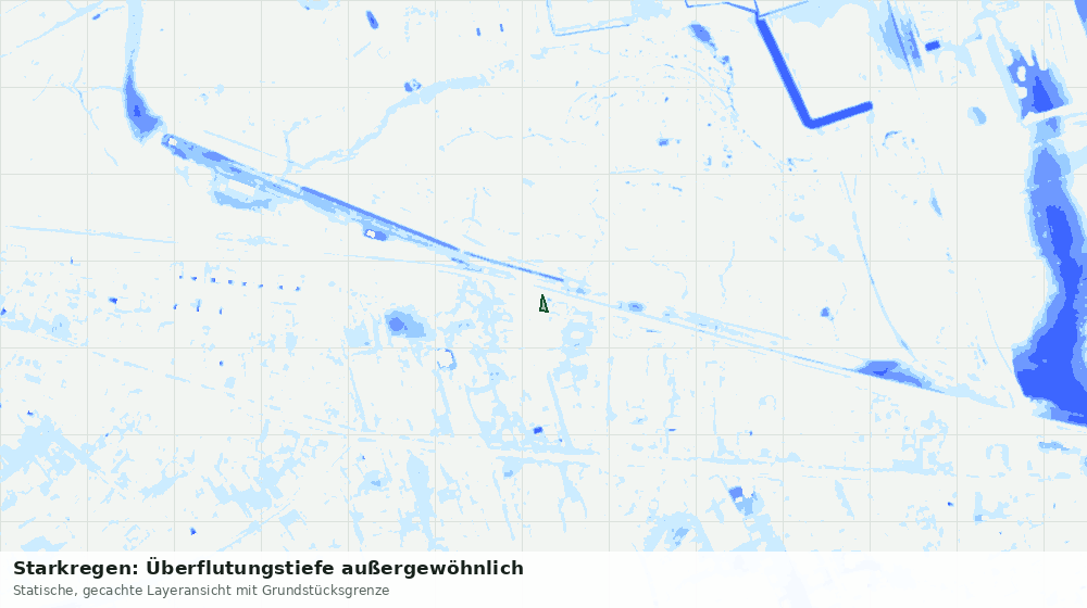 Statische Kartenansicht: Starkregen: Überflutungstiefe außergewöhnlich