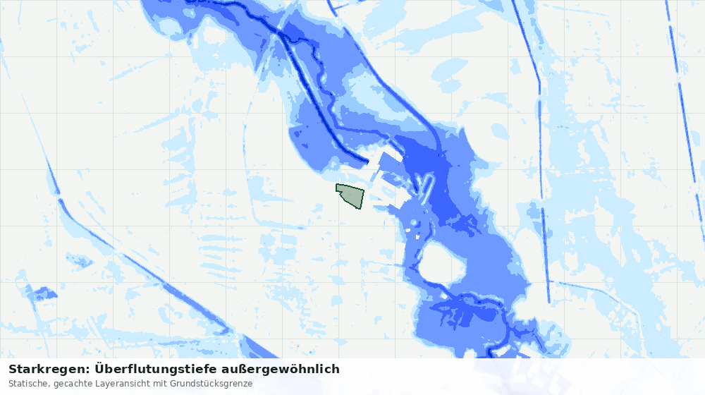 Statische Kartenansicht: Starkregen: Überflutungstiefe außergewöhnlich