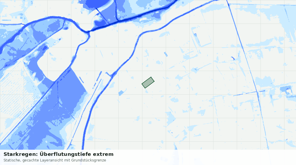 Statische Kartenansicht: Starkregen: Überflutungstiefe extrem