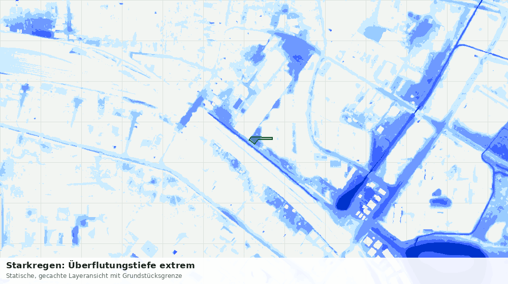 Statische Kartenansicht: Starkregen: Überflutungstiefe extrem