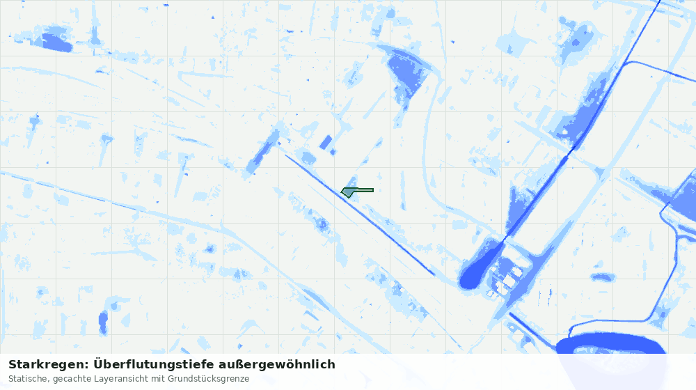 Statische Kartenansicht: Starkregen: Überflutungstiefe außergewöhnlich