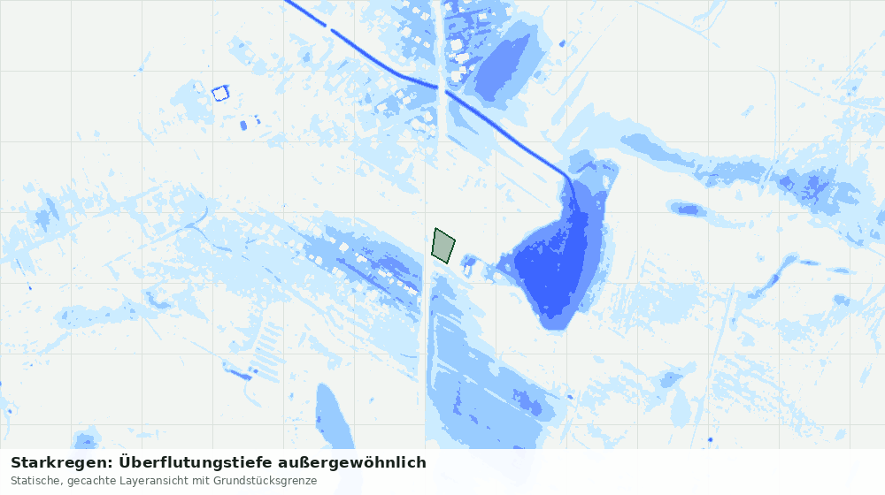 Statische Kartenansicht: Starkregen: Überflutungstiefe außergewöhnlich