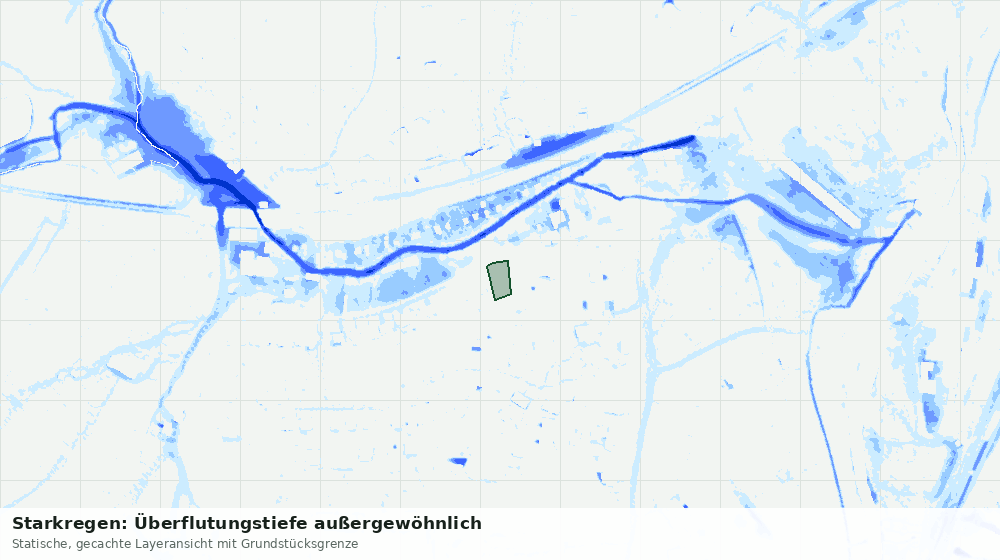 Statische Kartenansicht: Starkregen: Überflutungstiefe außergewöhnlich