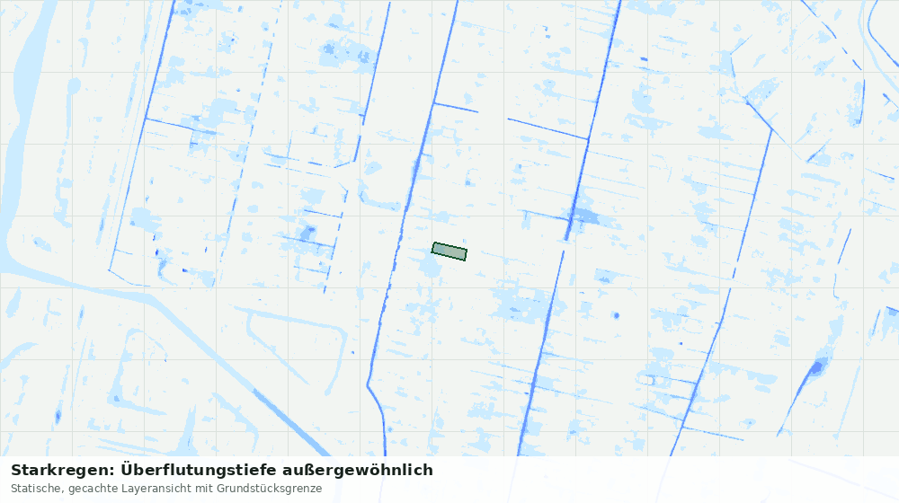 Statische Kartenansicht: Starkregen: Überflutungstiefe außergewöhnlich