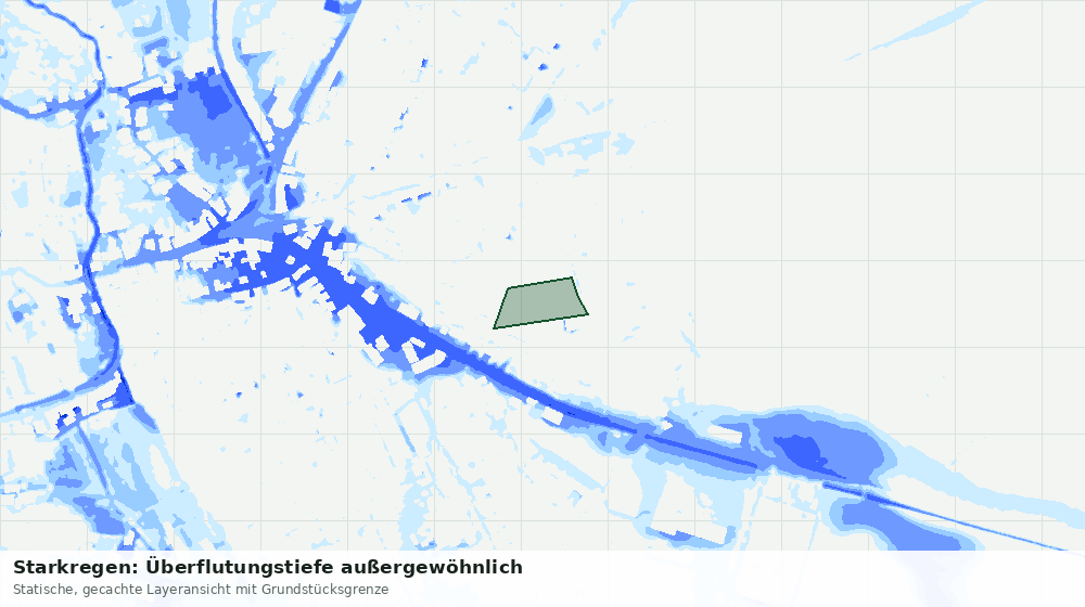 Statische Kartenansicht: Starkregen: Überflutungstiefe außergewöhnlich