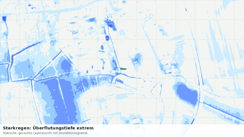 Statische Kartenansicht: Starkregen: Überflutungstiefe extrem