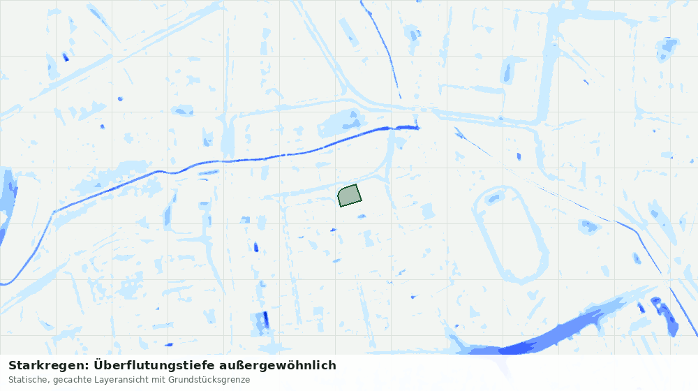 Statische Kartenansicht: Starkregen: Überflutungstiefe außergewöhnlich