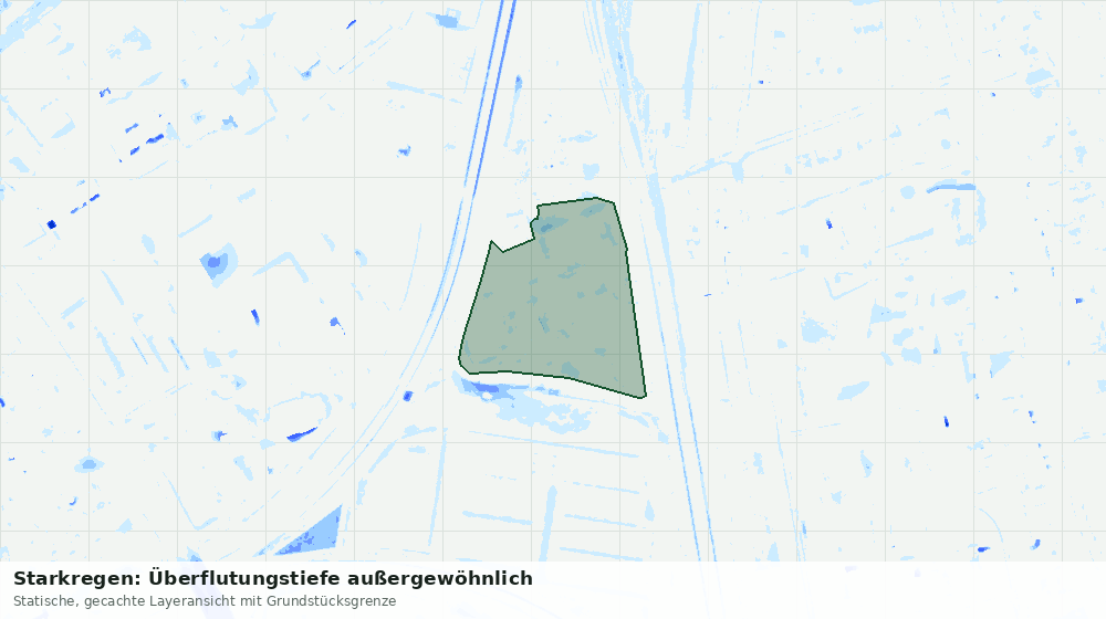 Statische Kartenansicht: Starkregen: Überflutungstiefe außergewöhnlich