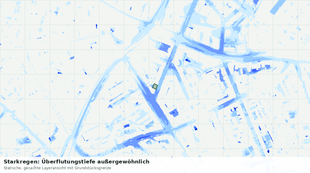 Statische Kartenansicht: Starkregen: Überflutungstiefe außergewöhnlich