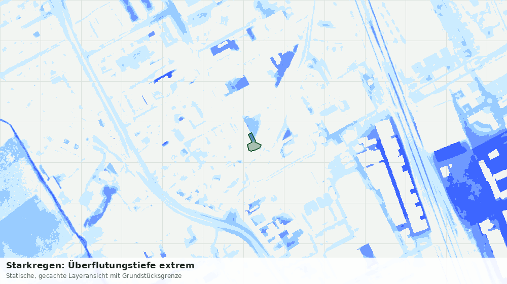 Statische Kartenansicht: Starkregen: Überflutungstiefe extrem