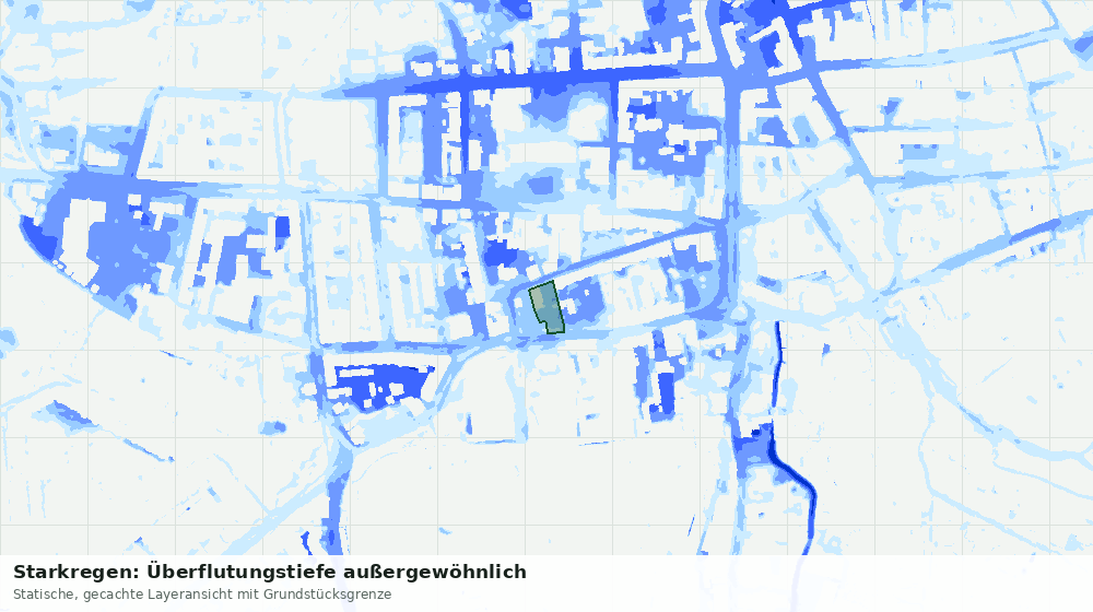 Statische Kartenansicht: Starkregen: Überflutungstiefe außergewöhnlich