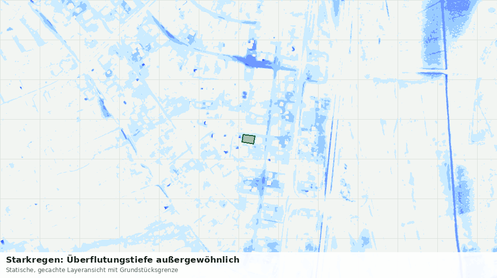 Statische Kartenansicht: Starkregen: Überflutungstiefe außergewöhnlich