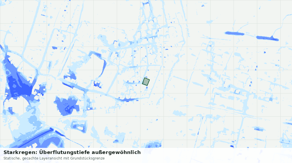 Statische Kartenansicht: Starkregen: Überflutungstiefe außergewöhnlich