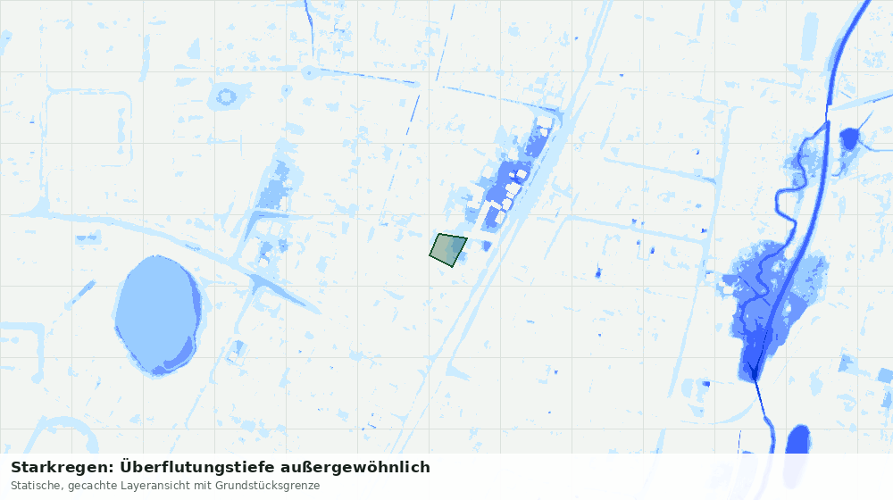 Statische Kartenansicht: Starkregen: Überflutungstiefe außergewöhnlich