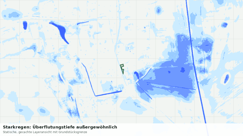 Statische Kartenansicht: Starkregen: Überflutungstiefe außergewöhnlich