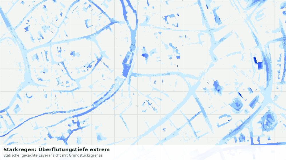 Statische Kartenansicht: Starkregen: Überflutungstiefe extrem