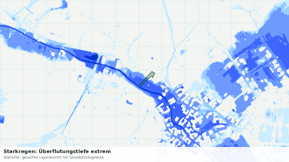 Statische Kartenansicht: Starkregen: Überflutungstiefe extrem