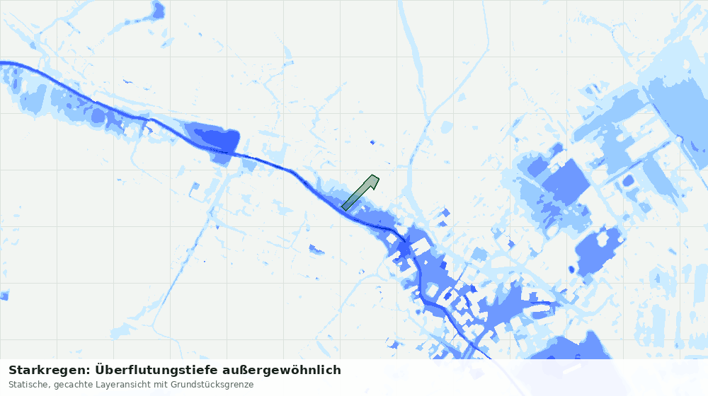 Statische Kartenansicht: Starkregen: Überflutungstiefe außergewöhnlich
