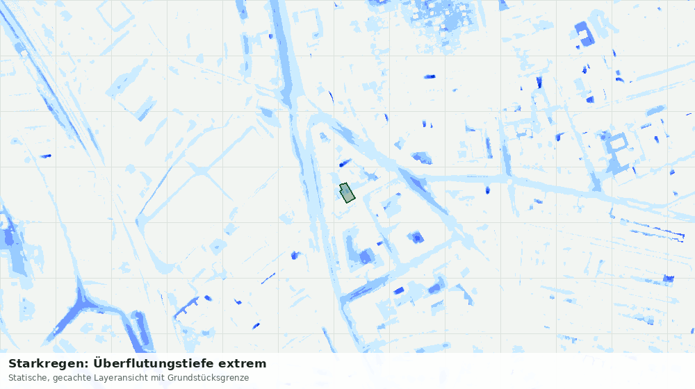 Statische Kartenansicht: Starkregen: Überflutungstiefe extrem