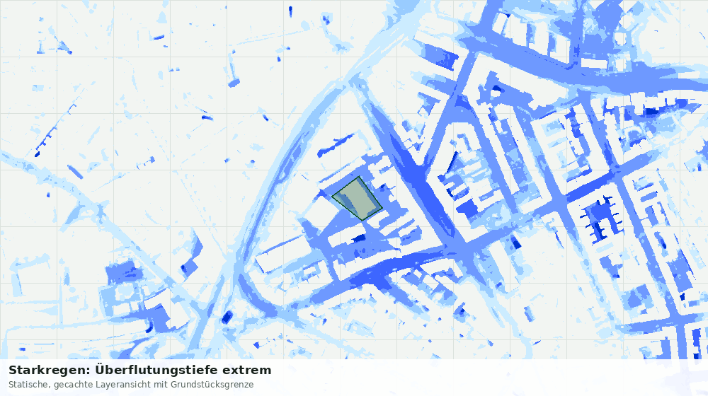 Statische Kartenansicht: Starkregen: Überflutungstiefe extrem