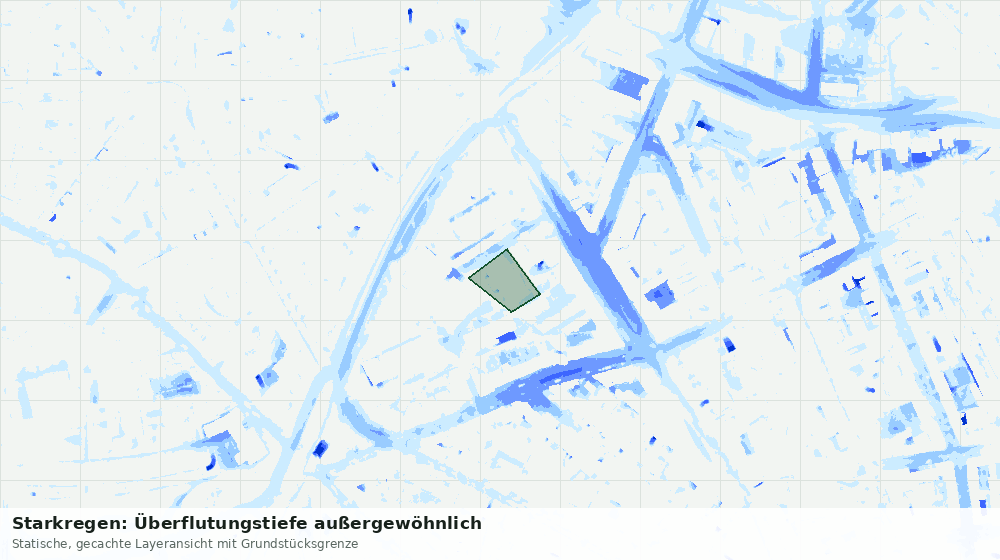 Statische Kartenansicht: Starkregen: Überflutungstiefe außergewöhnlich