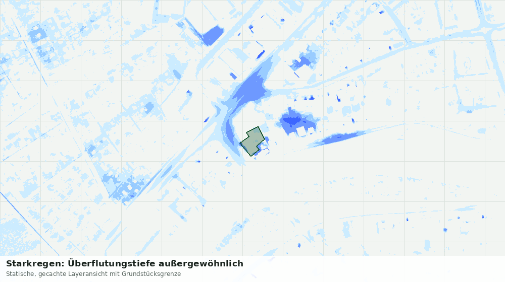 Statische Kartenansicht: Starkregen: Überflutungstiefe außergewöhnlich