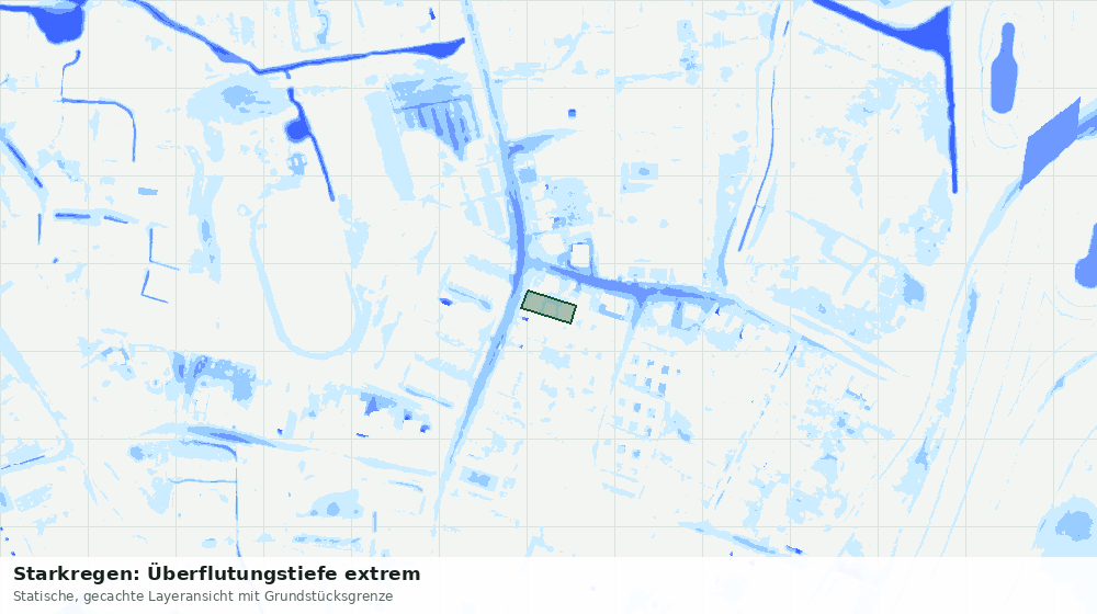 Statische Kartenansicht: Starkregen: Überflutungstiefe extrem