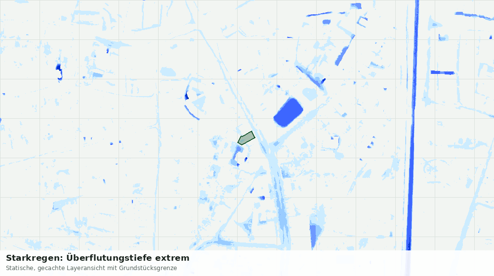 Statische Kartenansicht: Starkregen: Überflutungstiefe extrem