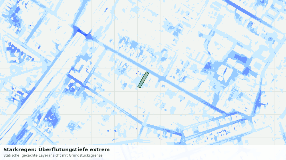 Statische Kartenansicht: Starkregen: Überflutungstiefe extrem