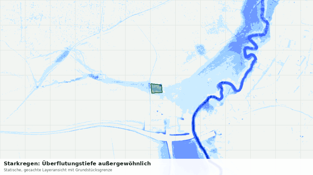 Statische Kartenansicht: Starkregen: Überflutungstiefe außergewöhnlich